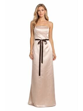 Bill Levkoff Y2K Champagne Satin Strapless Bridesmaid Gown Size 10 NWT